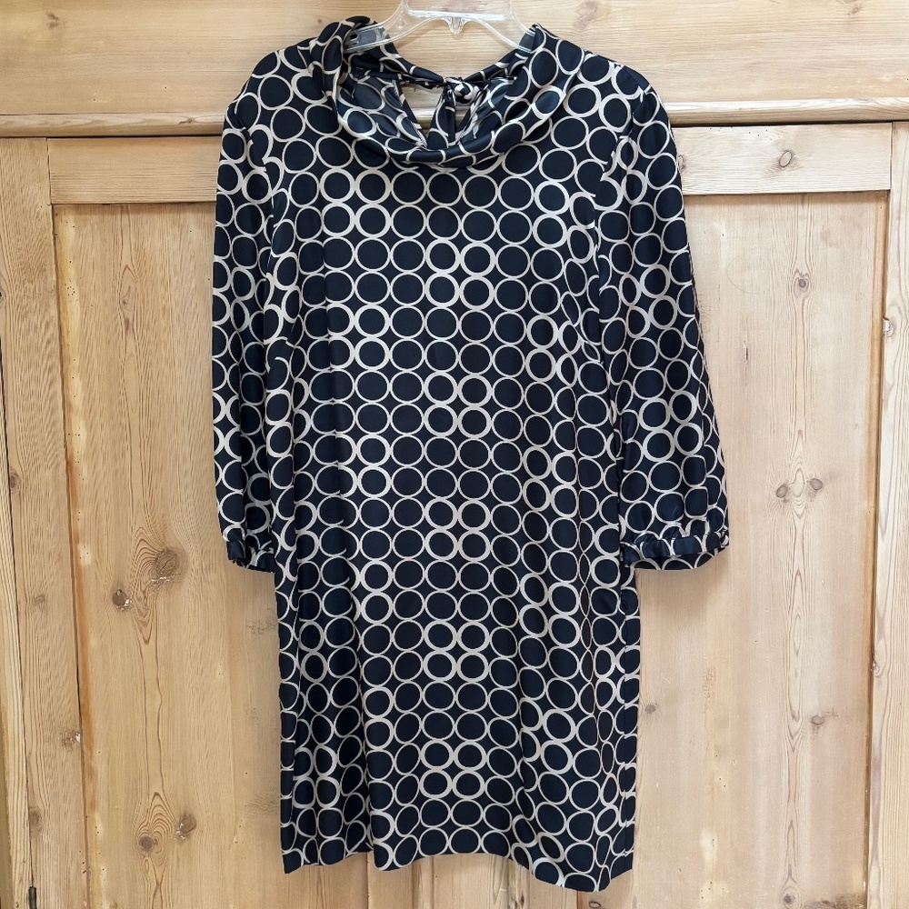J.Crew Black W/ Gold Rings Silk Dress Size 10